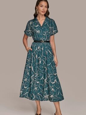 NWT Donna Karan New York Green Midi Dress, Sz 2, Hudson Green, $189